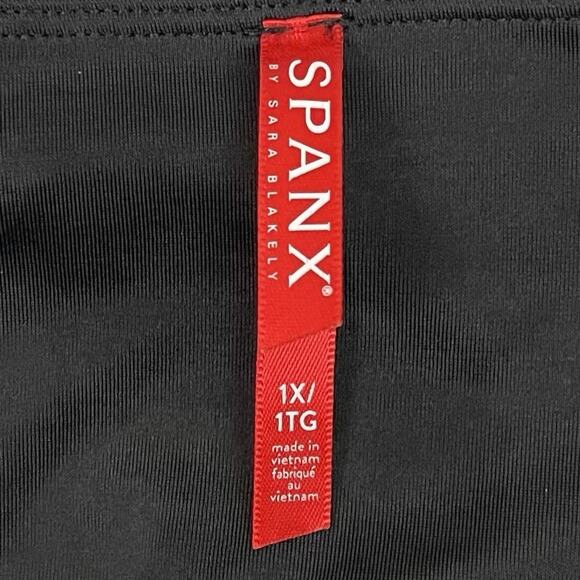 Spanx Leggings Womens 1X Plus Black Faux Leather Pants Hi Waist Skinny Shapewear - Picture 2 of 13